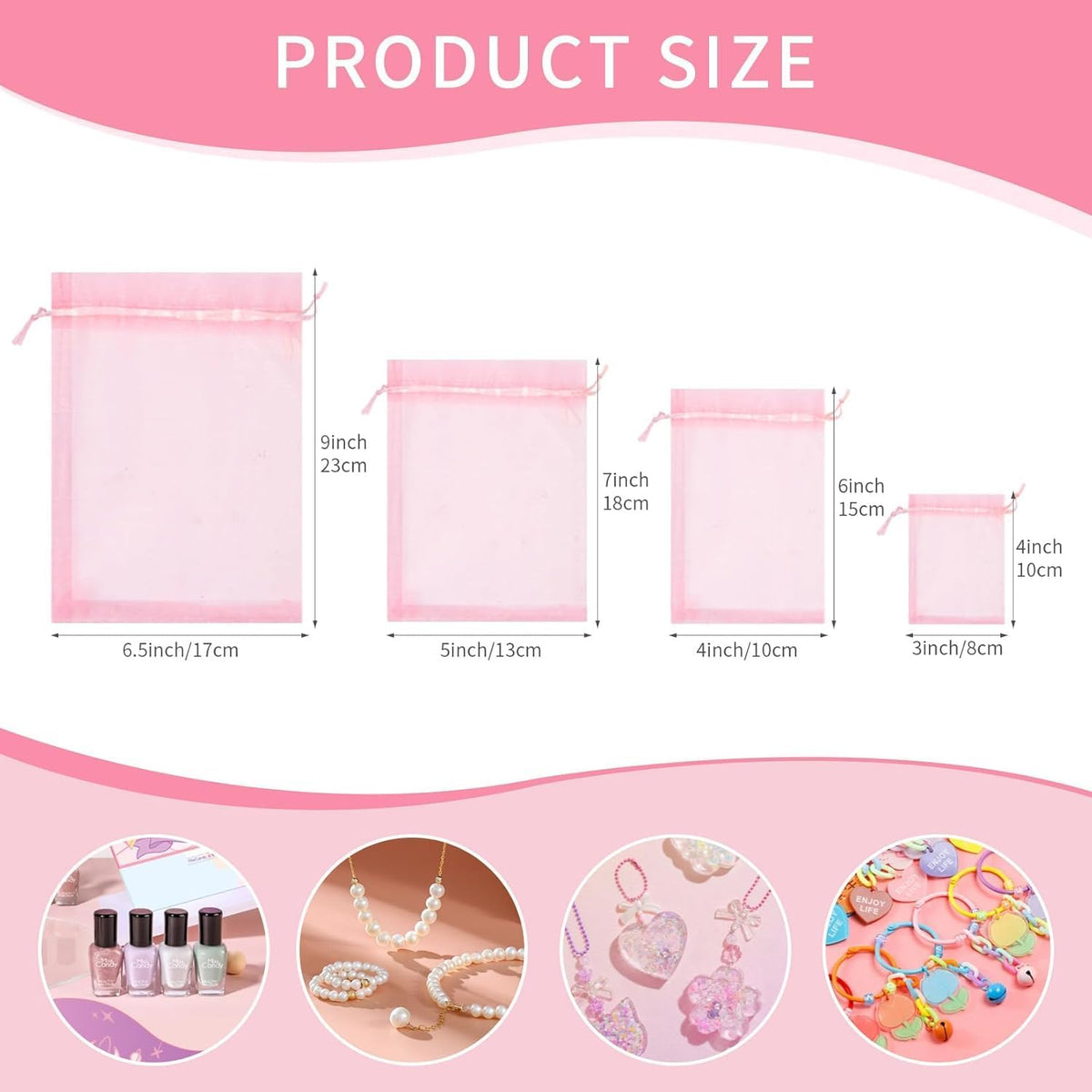 Crweety 50 Pcs Mix Color Organza Bags 6x9 Inch, Small Gift Bags Mesh Bags Drawstring Goodie Bags