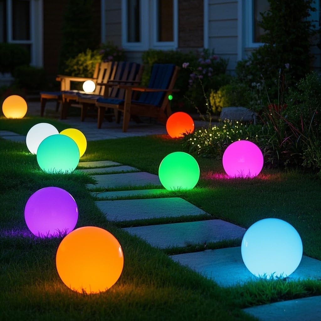 10-Inch LED Ball Light, Rechargeable Dimmable LED Glowing Orb Light w/Remote, 16 RGB Color Changing