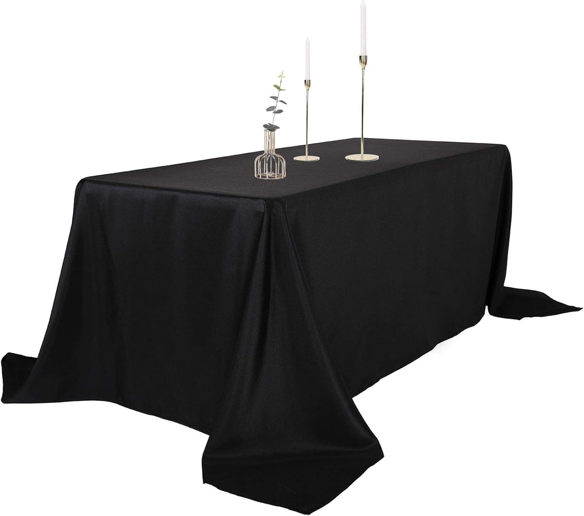 Ascoza 2pack 90x156 Inch Black Rectangular Tablecloth 8 Feet Table Cloth in Polyester Fabric for