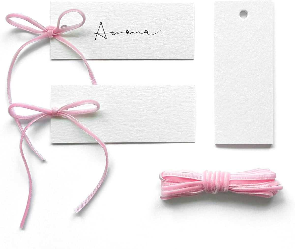 50 Pcs Place Cards for Table Setting -3.94"X1.57" Table Place Cards with Velvet Ribbon,Name Cards