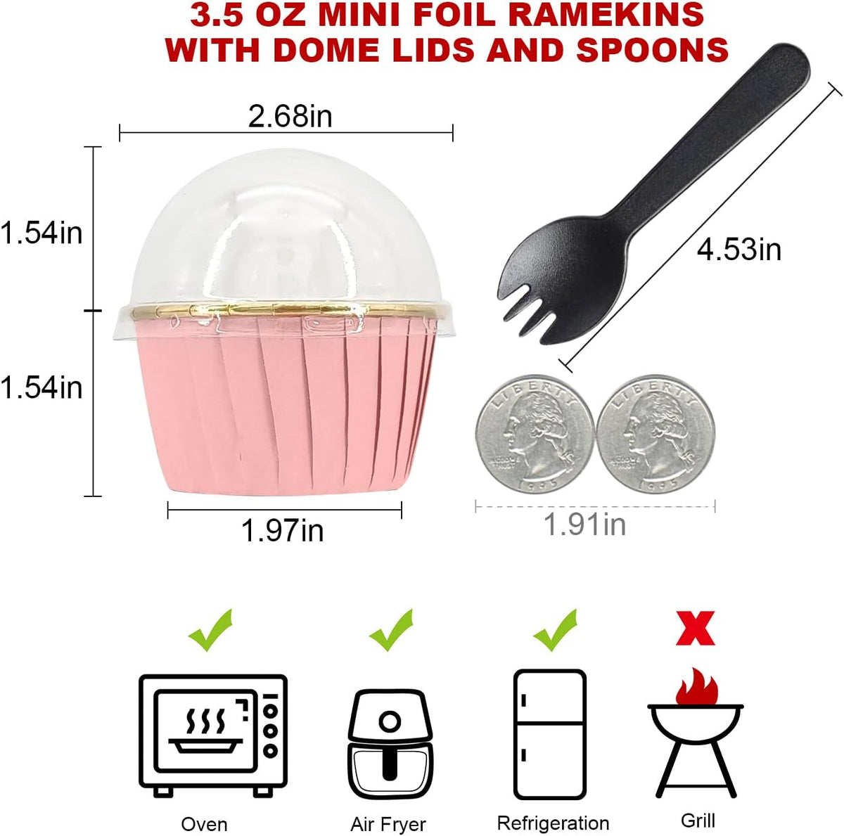 Cupcake Liners for Baking 100Pack,Free-Air 3.5Oz Foil Baking Cups with Dome Lids,Disposable Muffin