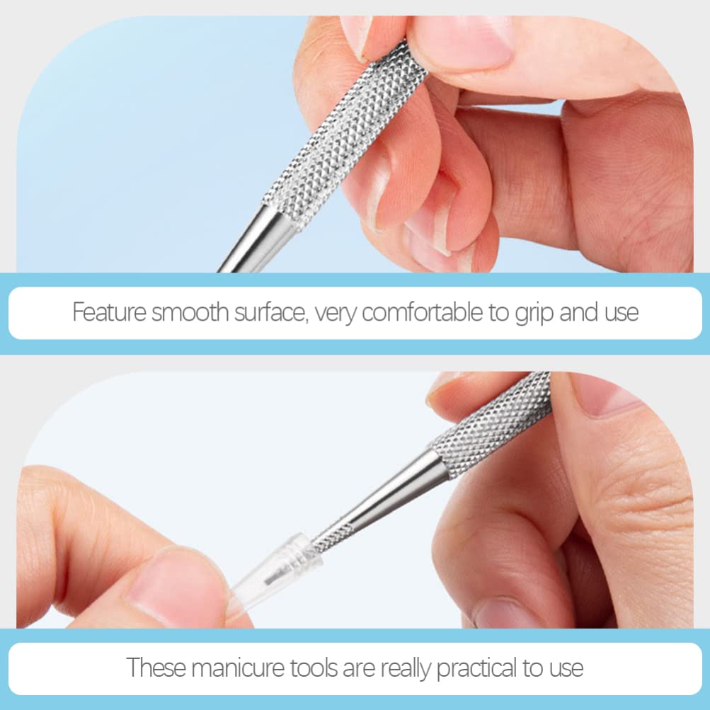 4pcs Stainless Steel Cuticle Pusher Nail Dotting Pen Metal Dead Skin Remover for Professional