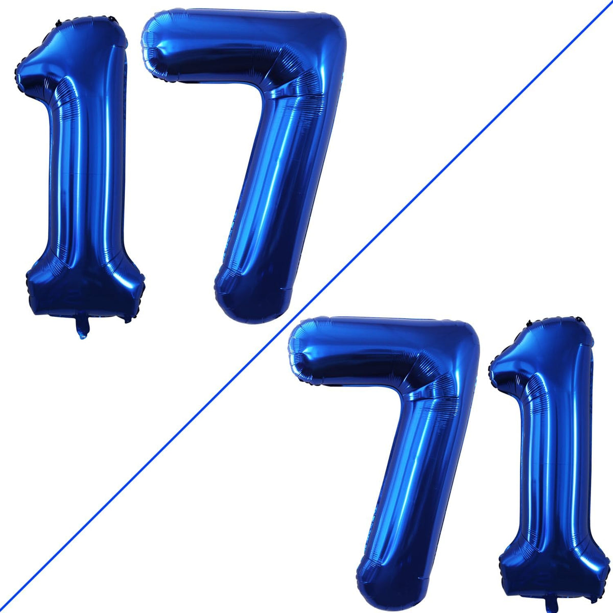 GOER Number 17 Balloons for 17th Birthday Sweet 17 Party Decorations,42 Inch Jumbo Foil Helium 71