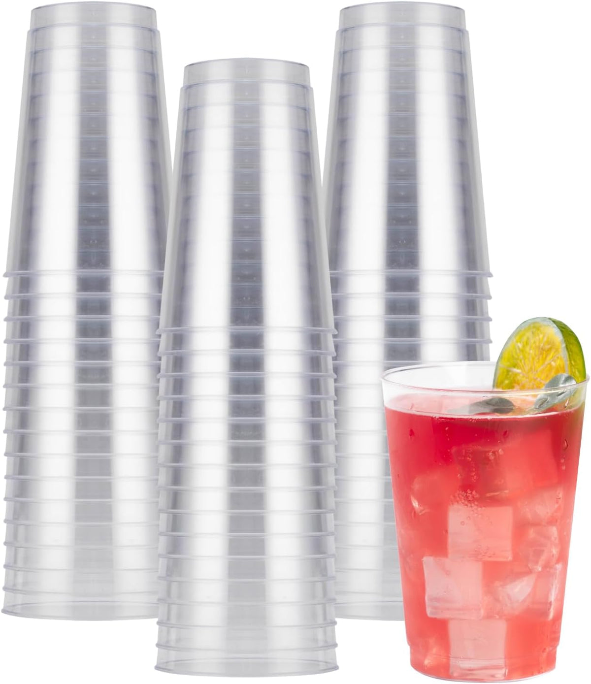 Goodluck 50PCS 12oz Clear Plastic Cups for Party, Disposable Clear Plastic Cups, Cocktail Glasses