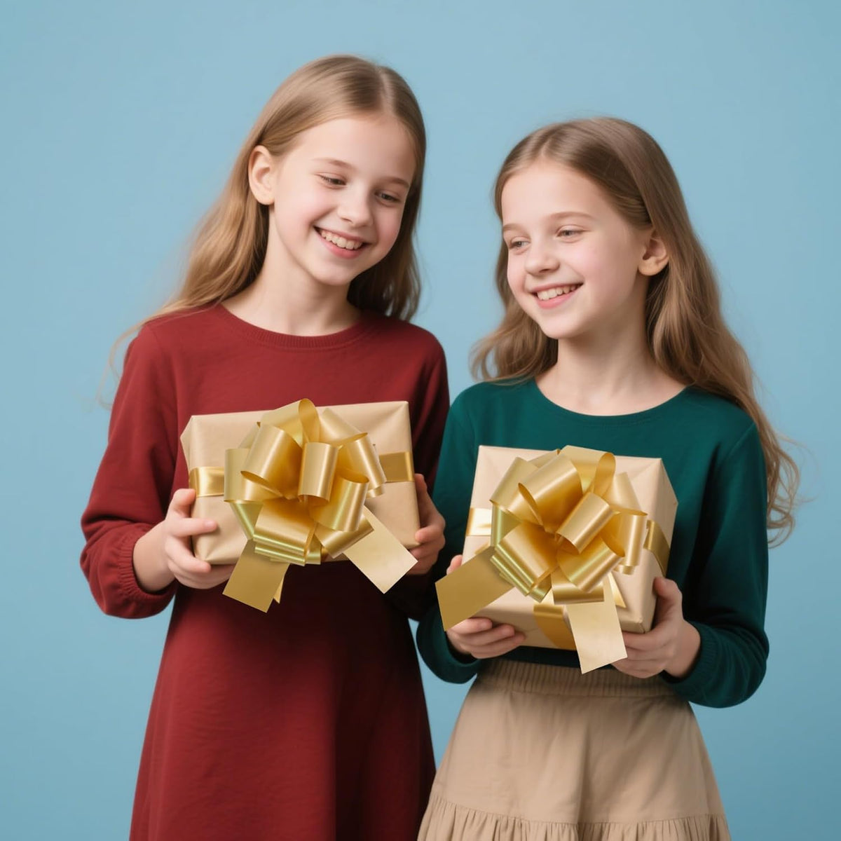 12 PCS 6 Inch Golden Pull Bows - Perfect for Gift Wrapping, Wedding Decor, Car Bows, Birthday
