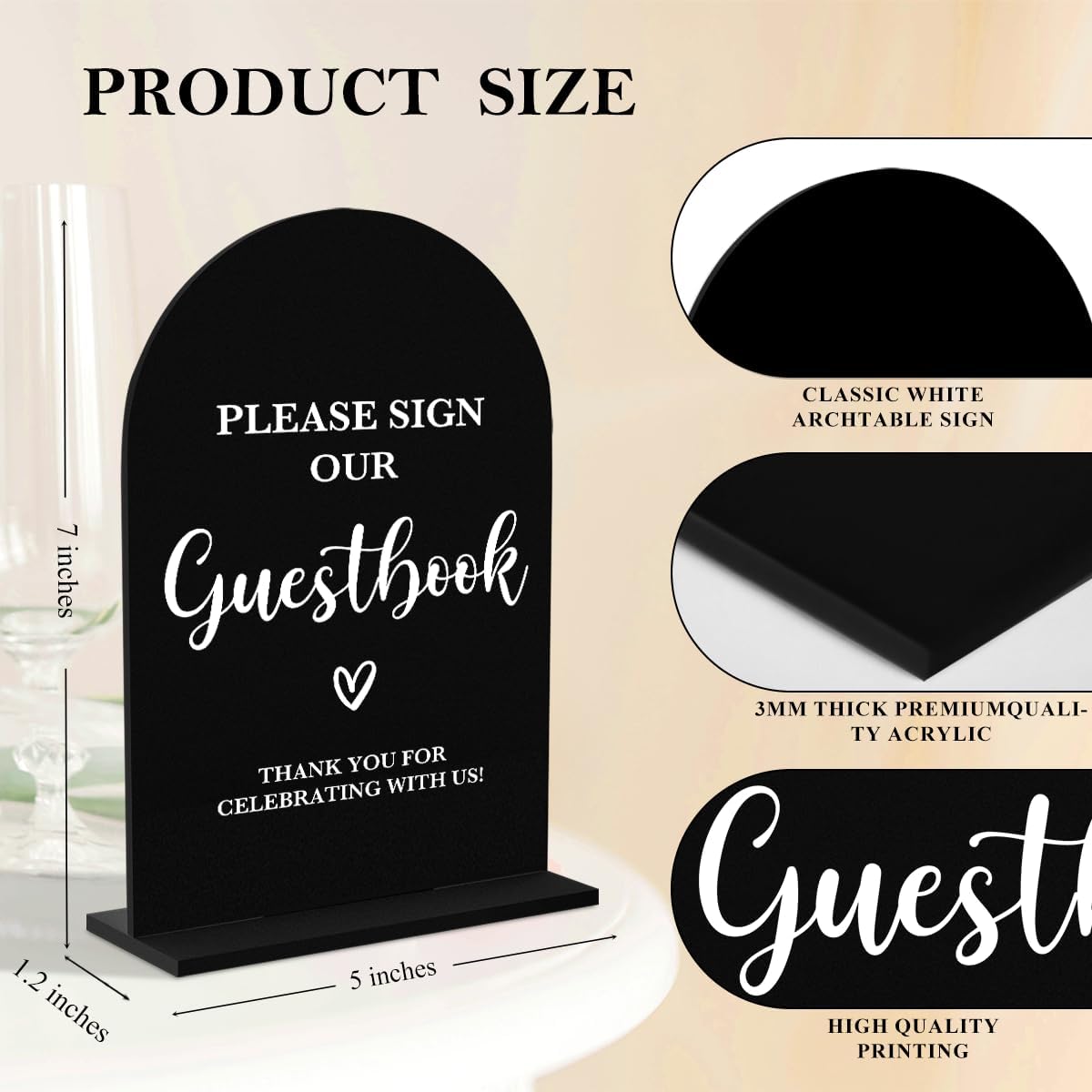 4 Pcs Acrylic Wedding Signs for Ceremony and Reception, Bridal Shower Decorations, Cards and Gifts