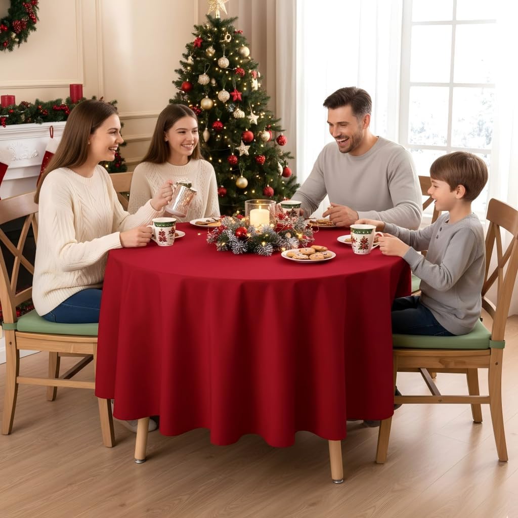 sancua Round Tablecloth - 90 Inch - Water Resistant Spill Proof Washable Polyester Table Cloth