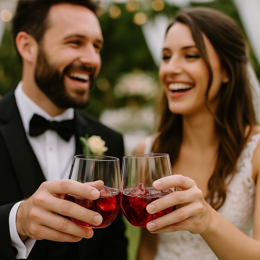 40 count Diamond Unbreakable Stemless Plastic Wine Champagne Whiskey Glasses Elegant Durable
