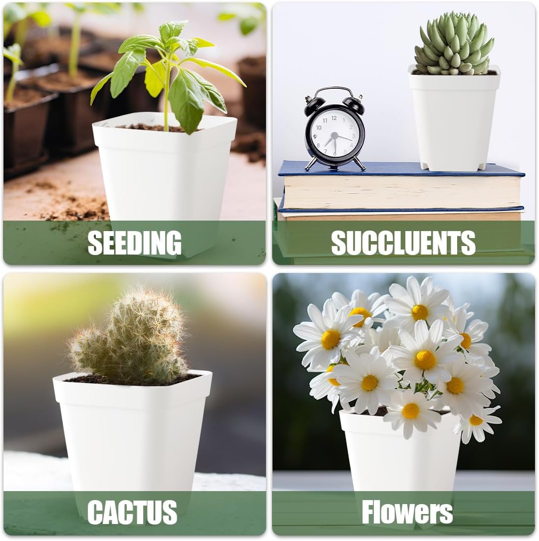 BTPLASTIK 120 Pcs Nursery Pots 3.5 Inch, Plastic Seed Starting Pot with Drainage Holes, Small