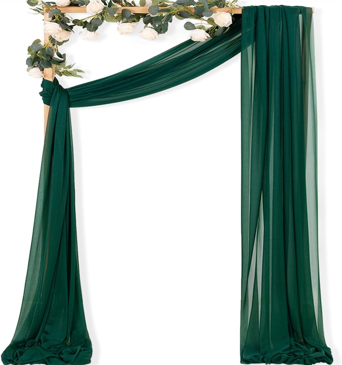 MLMC Emerald Green Wedding Arch Draping Fabric 1 Panel 29" x 20 FT Extra Long Gauze Drapes Sheer