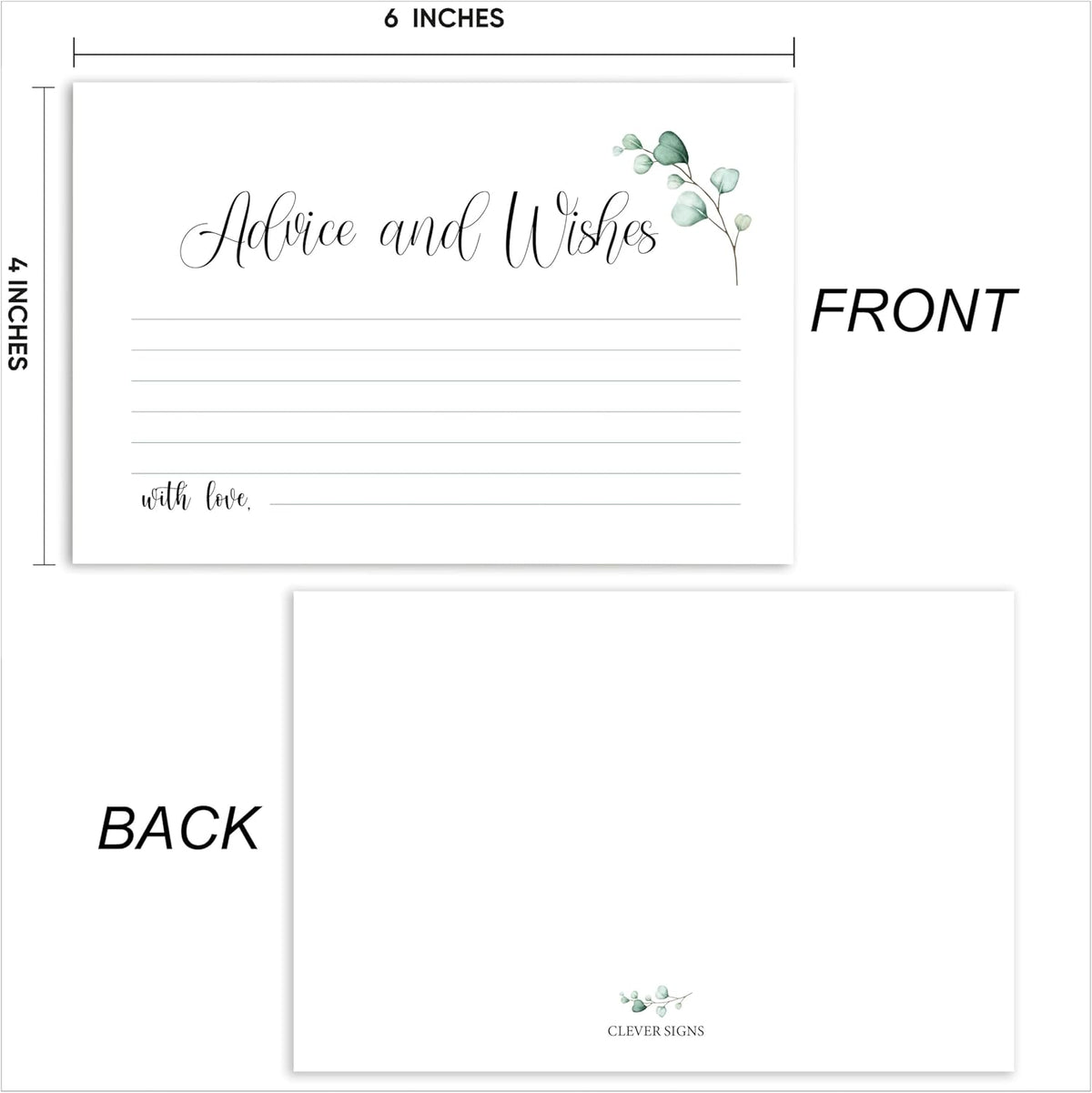 Watercolor Advice and Wishes Cards, 50 Pack, Double Sided, 4x6, Uncoated, Heavyweight Card Stock