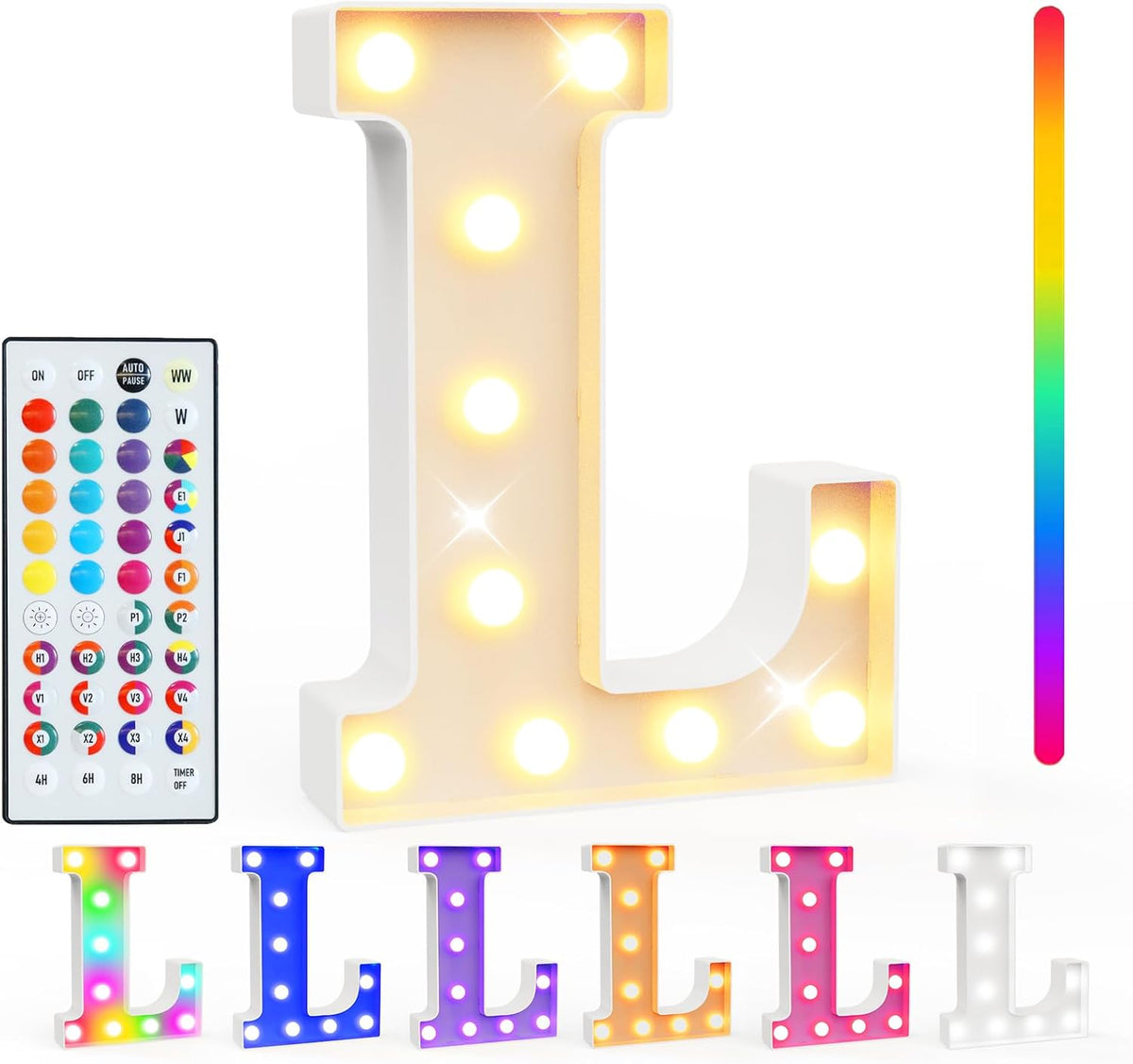 Pooqla Colorful Light Up Letters with Remote, Upgraded 35 Colors LED Marquee Letters, RGB Lighted