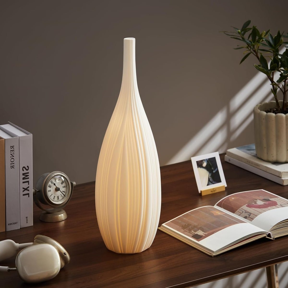 RONDURE 20.6" Modern Ceramic Table Lamp, Modern Bedside Lamps for Bedroom, Living Room and