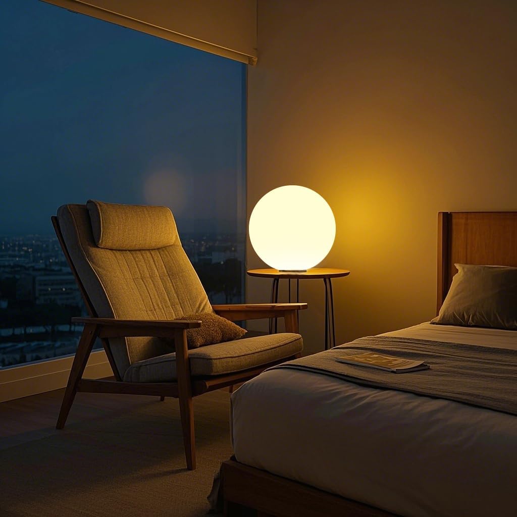 Globe Floor Lamp, 14-inch LED Ball Light with Remote,16 RGB Color Dimmable Rechargeable Nursery