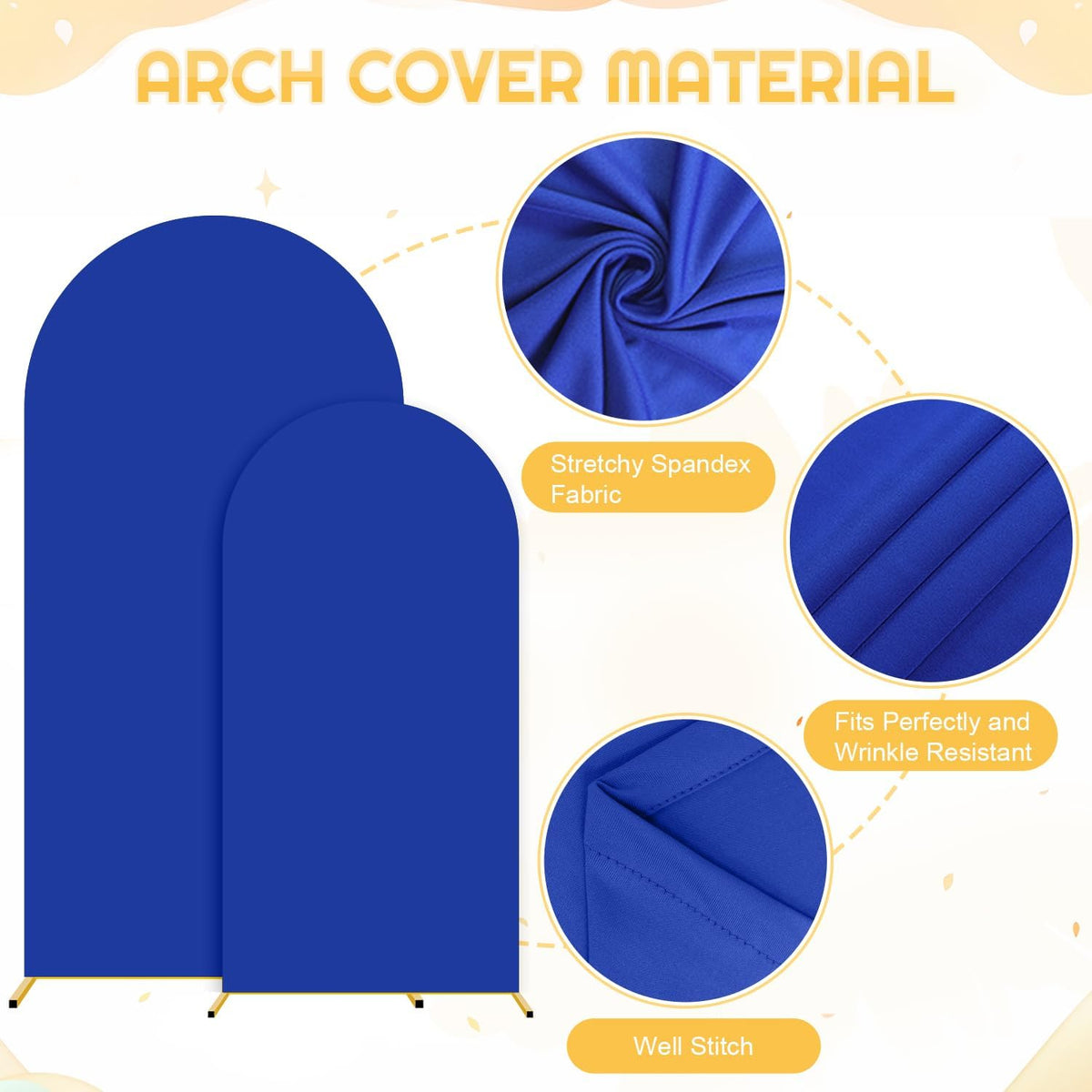 Metal Arch Backdrop Stand and Cover Set 7.2FT, 6FT Arch Stand and Cover Set of 2 Wedding Backdrop