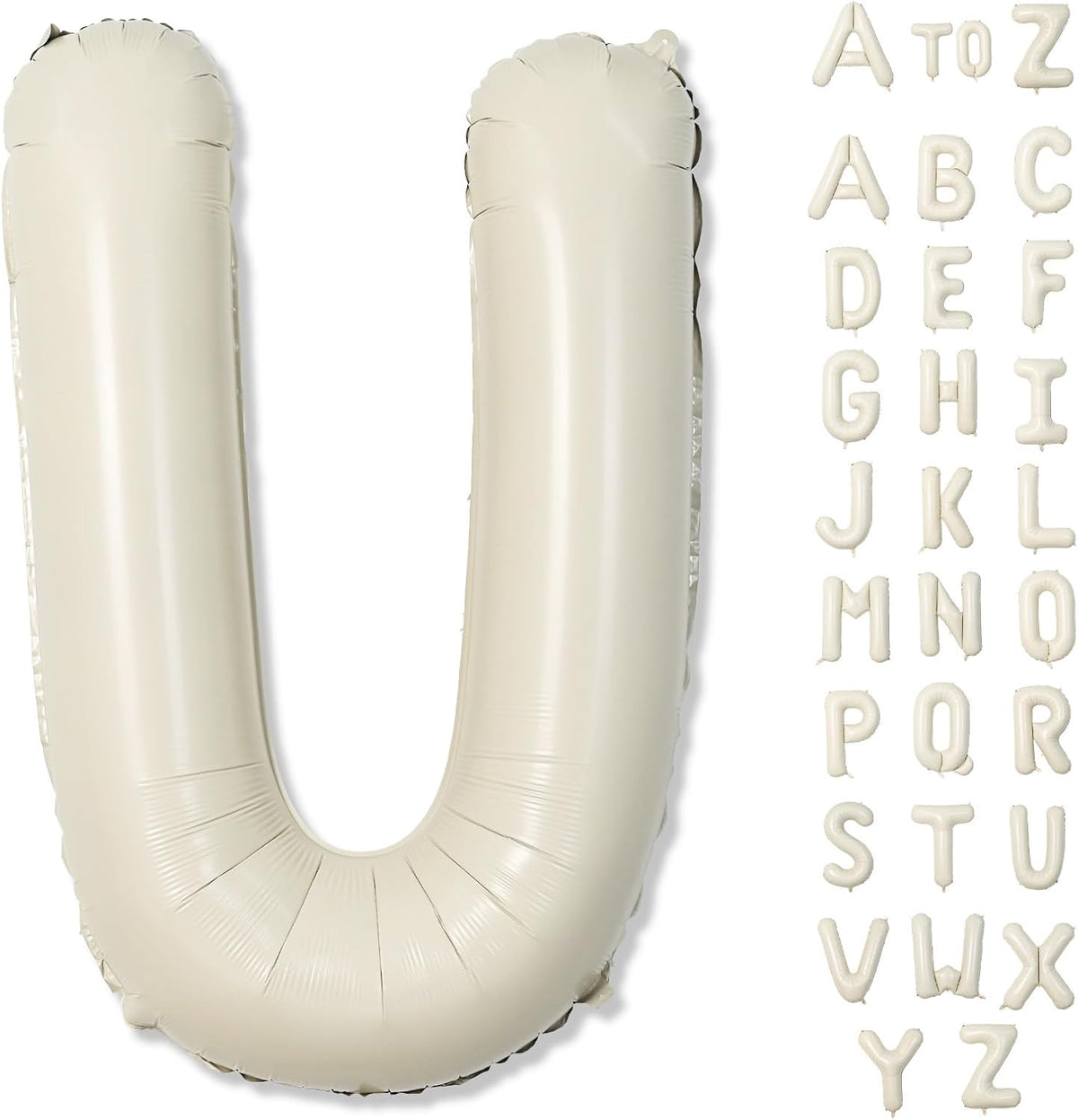 Big Letters Balloon U, 40 Inch Cream White Sand Helium Mylar Alphabet for Customizing Name, Self