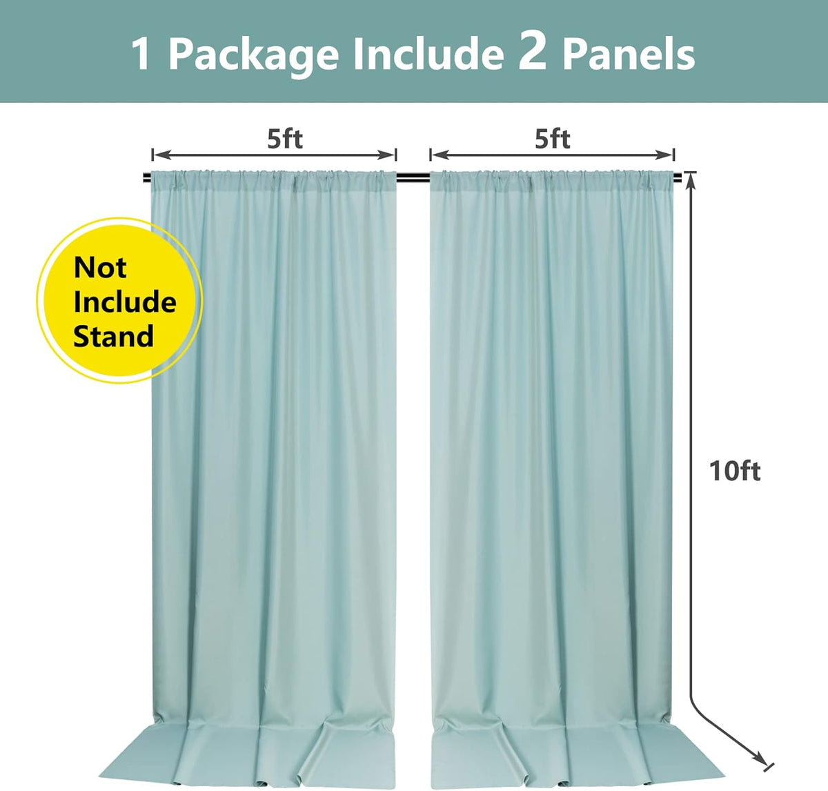 MYSKY HOME Light Green Backdrop Curtains for Parties, Weddings, Stage & Photography - 5ft x 10ft, 2