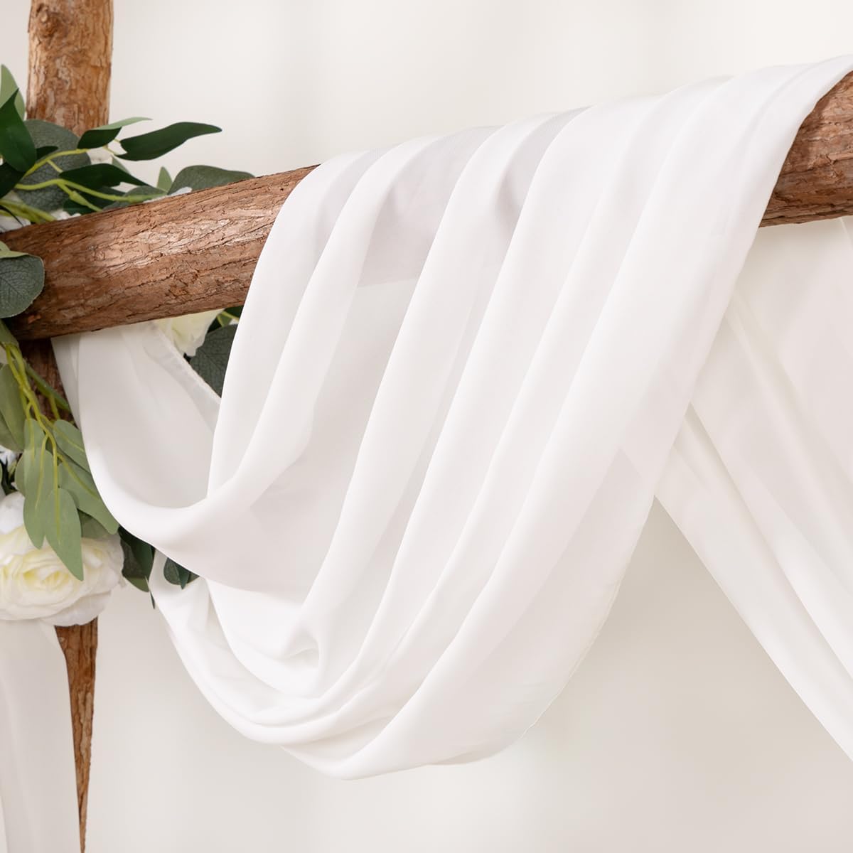 Ivory Wedding Arch Draping Fabric 4 Panels 30'' x 18FT Sheer Chiffon Arch Drapery for Photo Booth