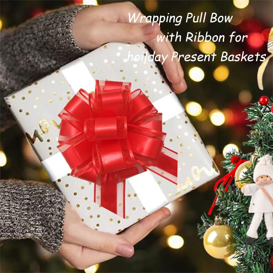 6 Pieces Large Pull Bows,6 inches,Bow for Gift Wrapping,Pull Bows for Party Birthday Gift Wedding