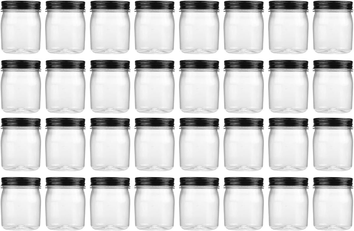 novelinks 8 oz Clear Plastic Jars with Screw-On Lids - BPA-Free Refillable Storage Containers for