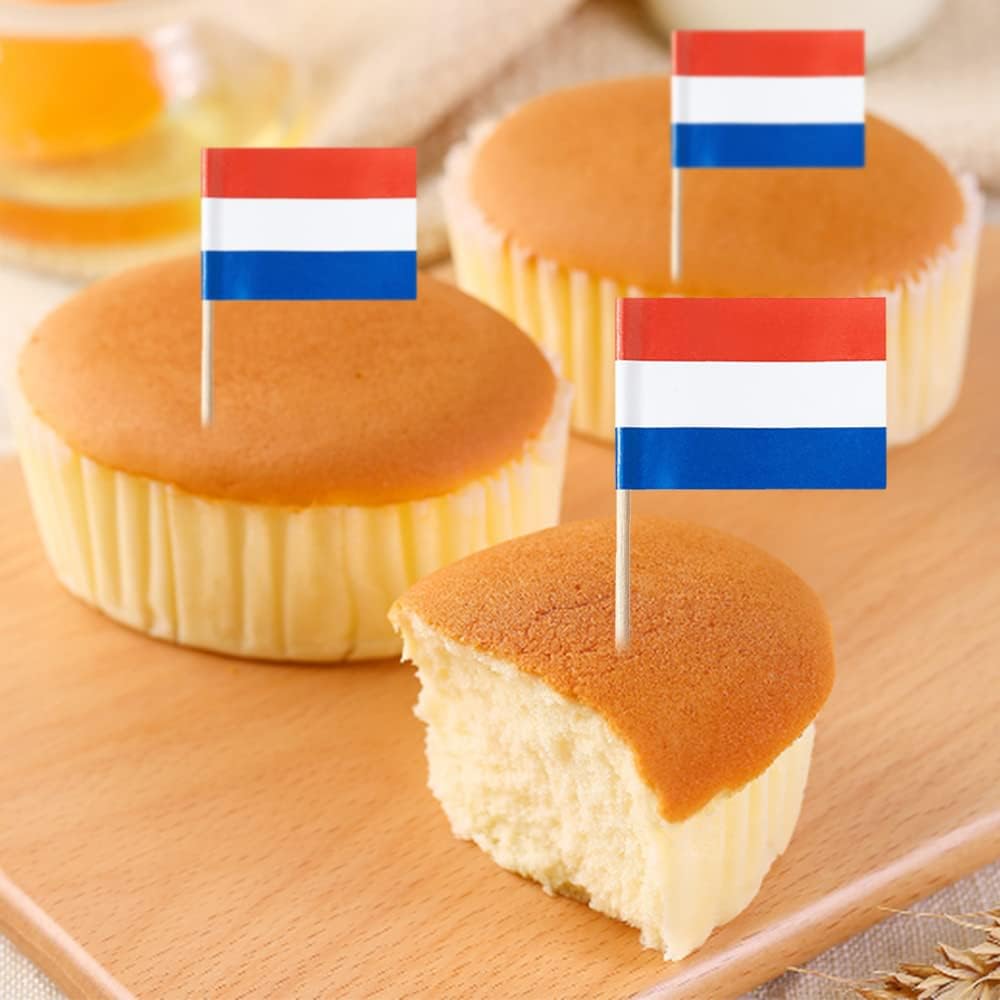 Netherlands Flag Dutch Flag, Small Mini Dutch Toothpick Flags for Food, Cupcakes, Cocktails
