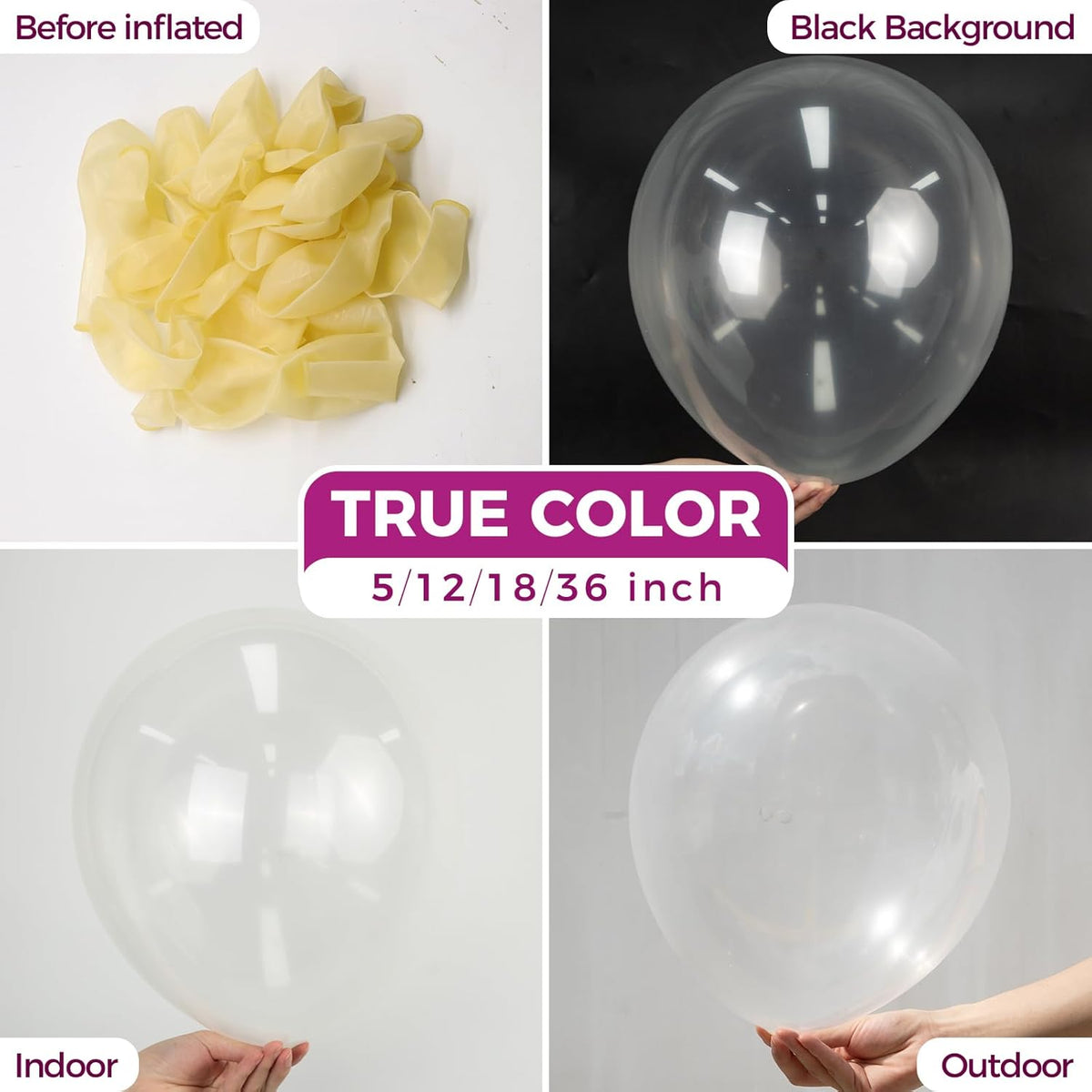 Bezente Clear Balloons Latex Party Balloons - 100 Pack 12 inch Round Helium Transparent Balloons