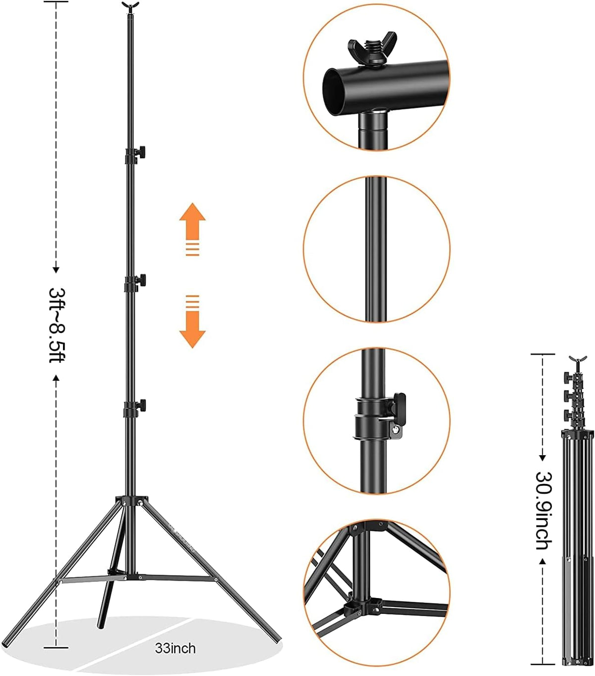 Photo Backdrop Stand, 8.5 x 10 ft Back Drop Adjustable Stands, Photography Background Support
