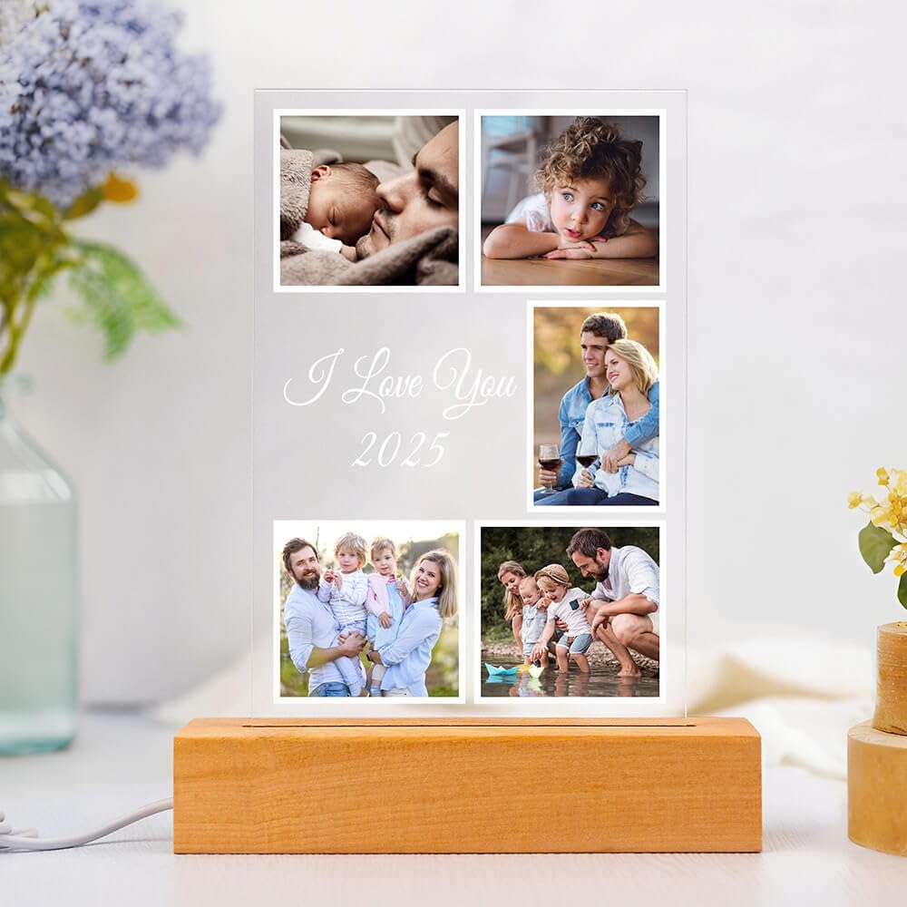 Custom Picture Frames with Photo, Customized Photo Frame with Night Light, Personalized Photo