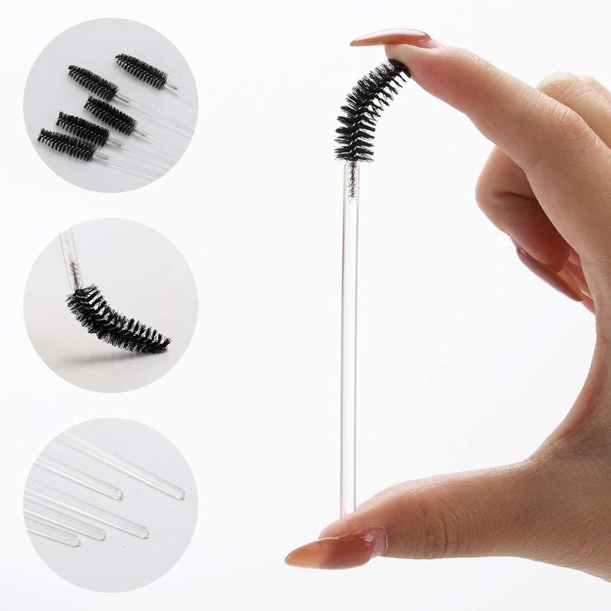 100 Pcs Disposable Mascara Wands, Crystal Eyebrow Spoolies Brush for Eyelash Extensions, Makeup