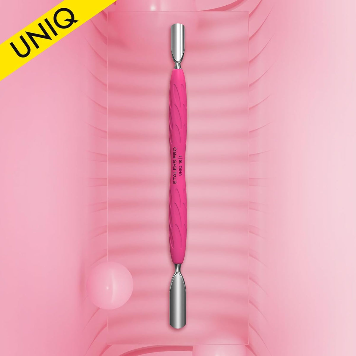 Staleks Manicure pusher Gummy with silicone handle UNIQ 10 TYPE 1 – Stainless Steel – Professional