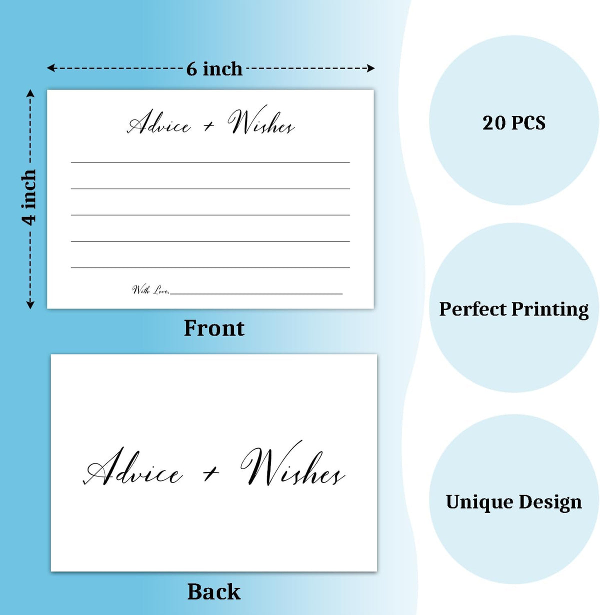 White Advice And Wishes Cards, Advice Cards For Bridal, Wedding, Baby Shower, Mr And Mrs