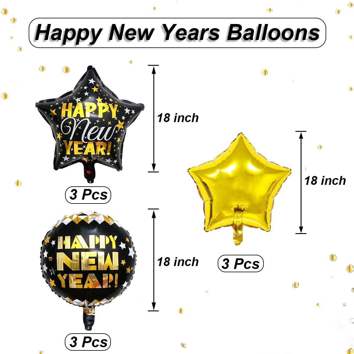 Happy New Years Balloons Set, Large Happy New Year Foil Balloons, New Year Decorations 2025, New