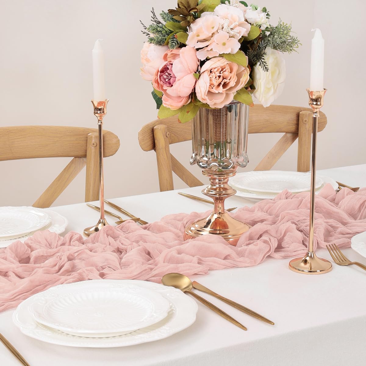 Dusty Pink Table Runner Cheesecloth Table Runner 10 Pack 10FT Farmhouse Table Runners 120 Inches