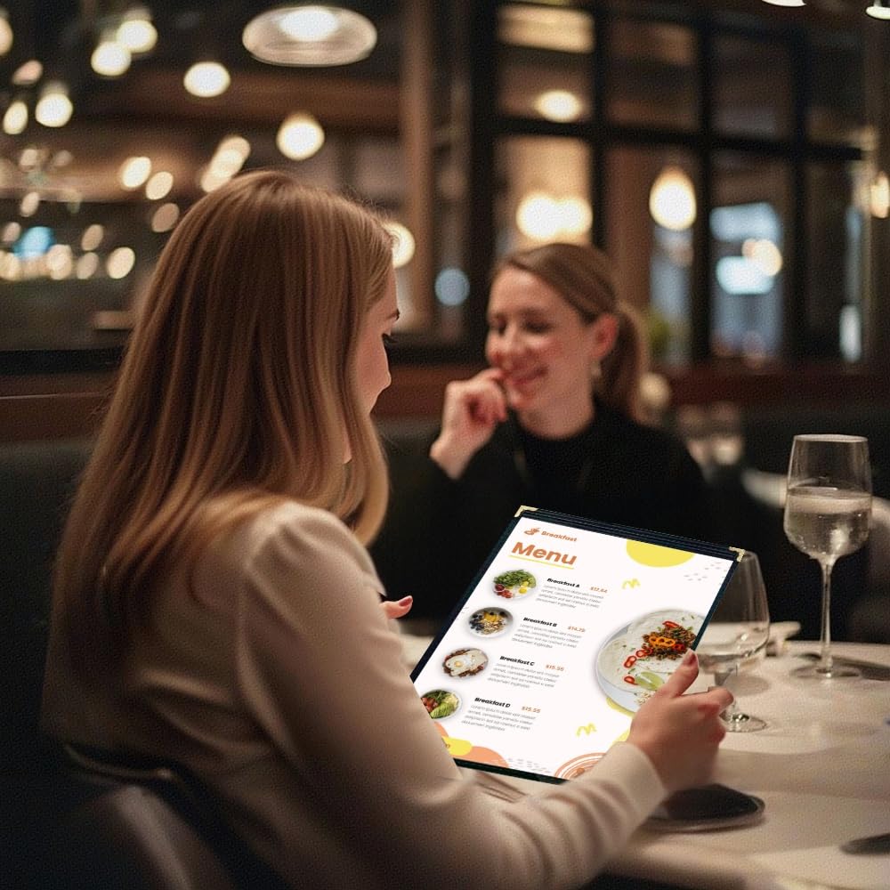 Goodsmart Restaurant Menu Covers – 25 Pack Black 2-View, Top-Loading Menu Holders, Vinyl & Plastic