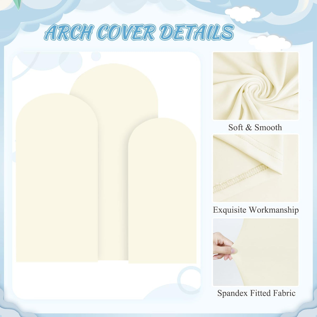 FOTSHARER Arch Backdrop Stand and Cover Set (7.2FT, 6.6FT, 6FT) Metal Wedding Arch Stands Ivory