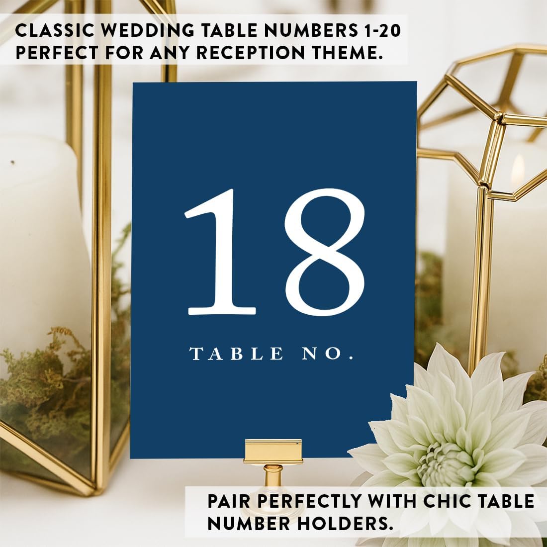 Andaz Press Table Numbers 1-20 On Perforated Paper, Navy Blue, 4X6-Inch Single Sided Sign, 1-Set