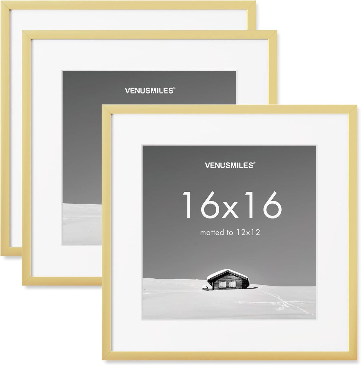 16x16 inch Picture Frame, 16x16 Photo Frames with 12x12 Removable Mat - High Definition Plexiglass