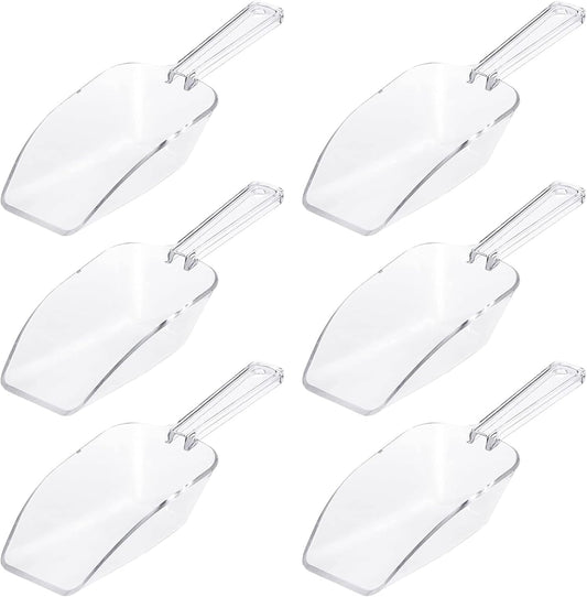 6Pcs Clear Plastic Ice Scoop, 7.5 Inch Multi-purpose Kitchen Scoops for Party Wedding Food Popcorn