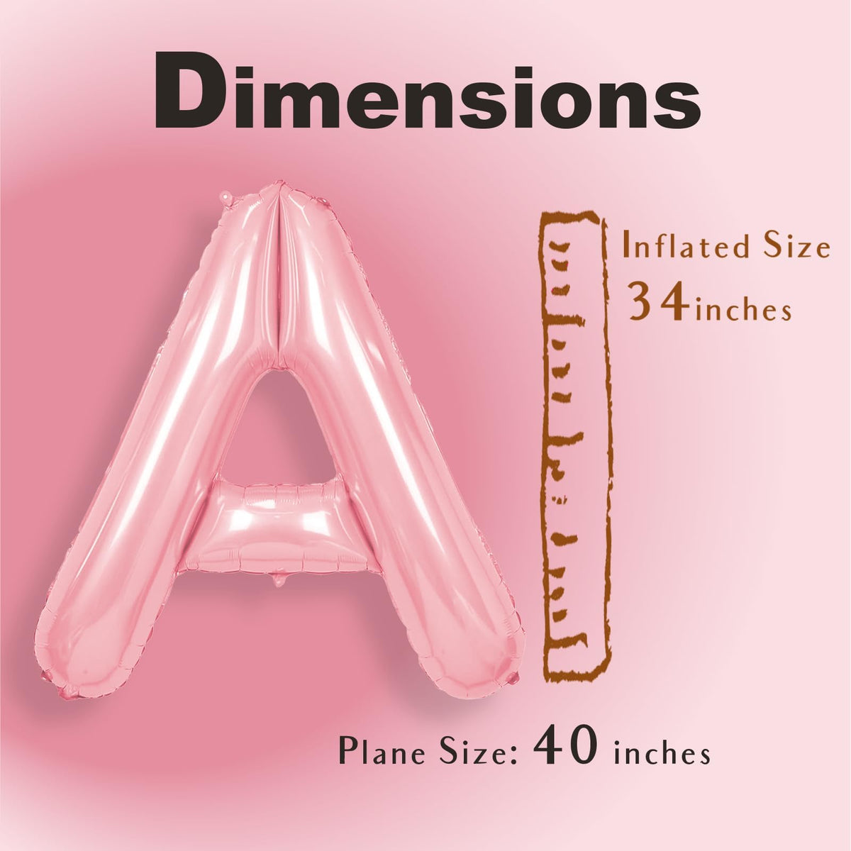 SUWEN 40 Inch Pink Large A Letter Balloons Big Foil Helium A-Z
