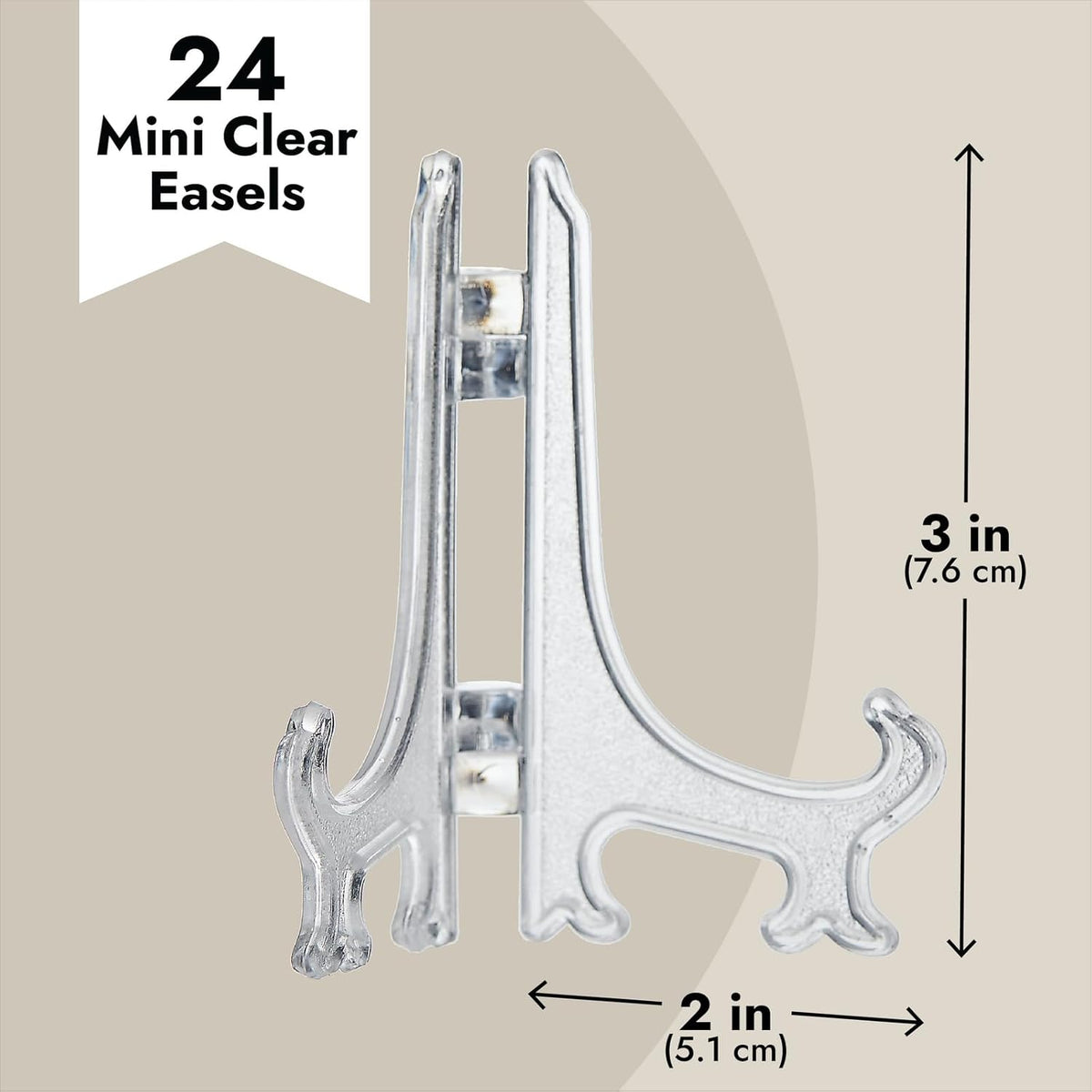 Juvale Mini Acrylic Easel Stands - 24-Pack, 3-Inch Clear Plastic - Display Stands for Collectibles