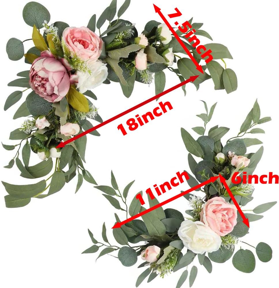 H&W 2pcs Artificial Wedding Arch Flowers for Wedding Sign, Floral Swag Dusty Decor for Reception