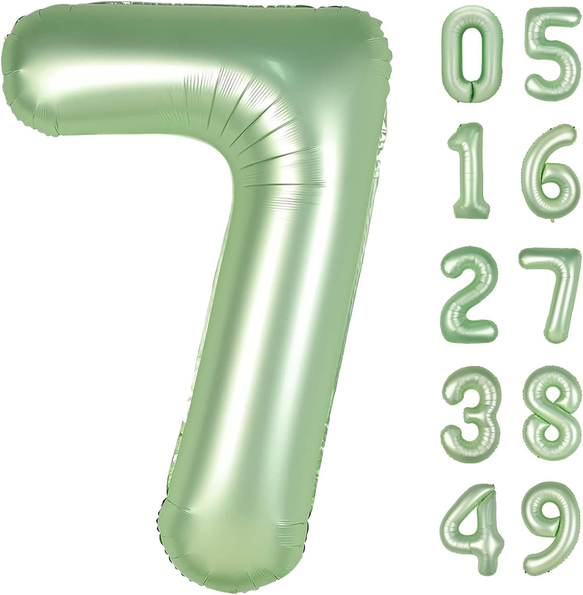 Sage Green Number 7 Birthday Balloon 40 Inch, Digital Balloons for 7 17 27 70 77 Party Celebration