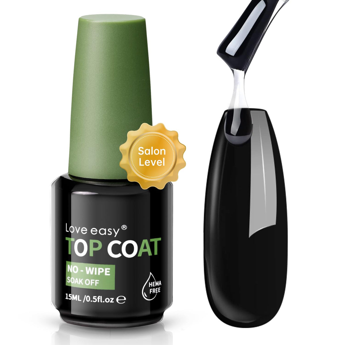 Hema Free Top Coat Gel - Mirror Shine & Scratch-Resistant | 30+ Day Gloss Lock with Stain Defense |