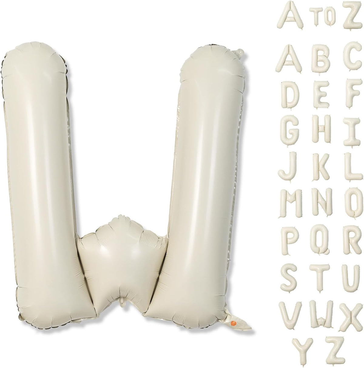 40 Inch Custom Letter Balloons, Giant Alphabet W Foil Name Ballon Cream White, Mylar Self Inflating