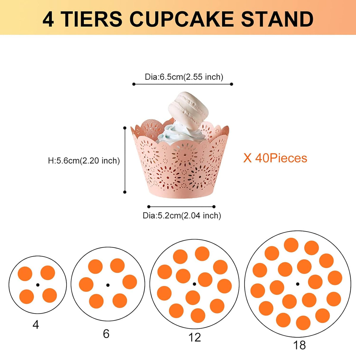 Boxalls Cupcake Stand, 4 Tier Round Acrylic Cupcake Display Stand Holder, Clear Dessert Pastry