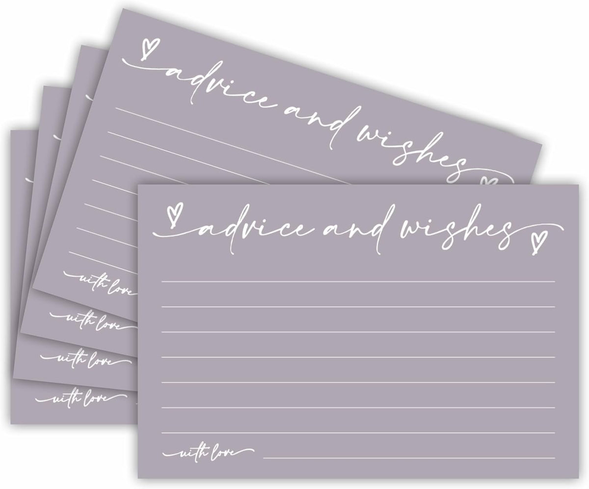30 Advice & Wishes Cards - Pale Purple - Double Sided Fill-In Advice Cards For Bridal, Wedding