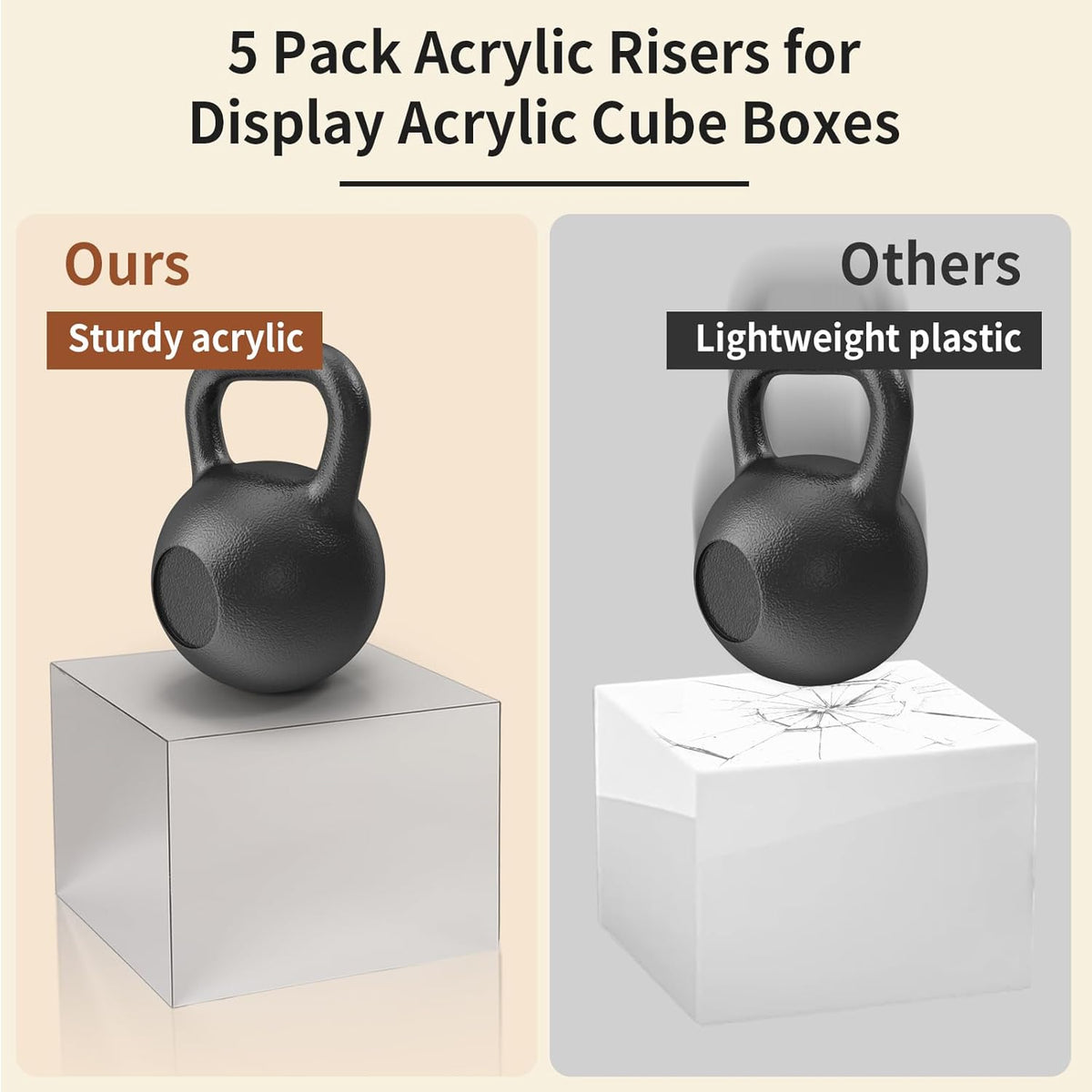 Acrylic Risers for Display 5 Pcs, Food Risers for Party Silver Acrylic Risers Display Stands