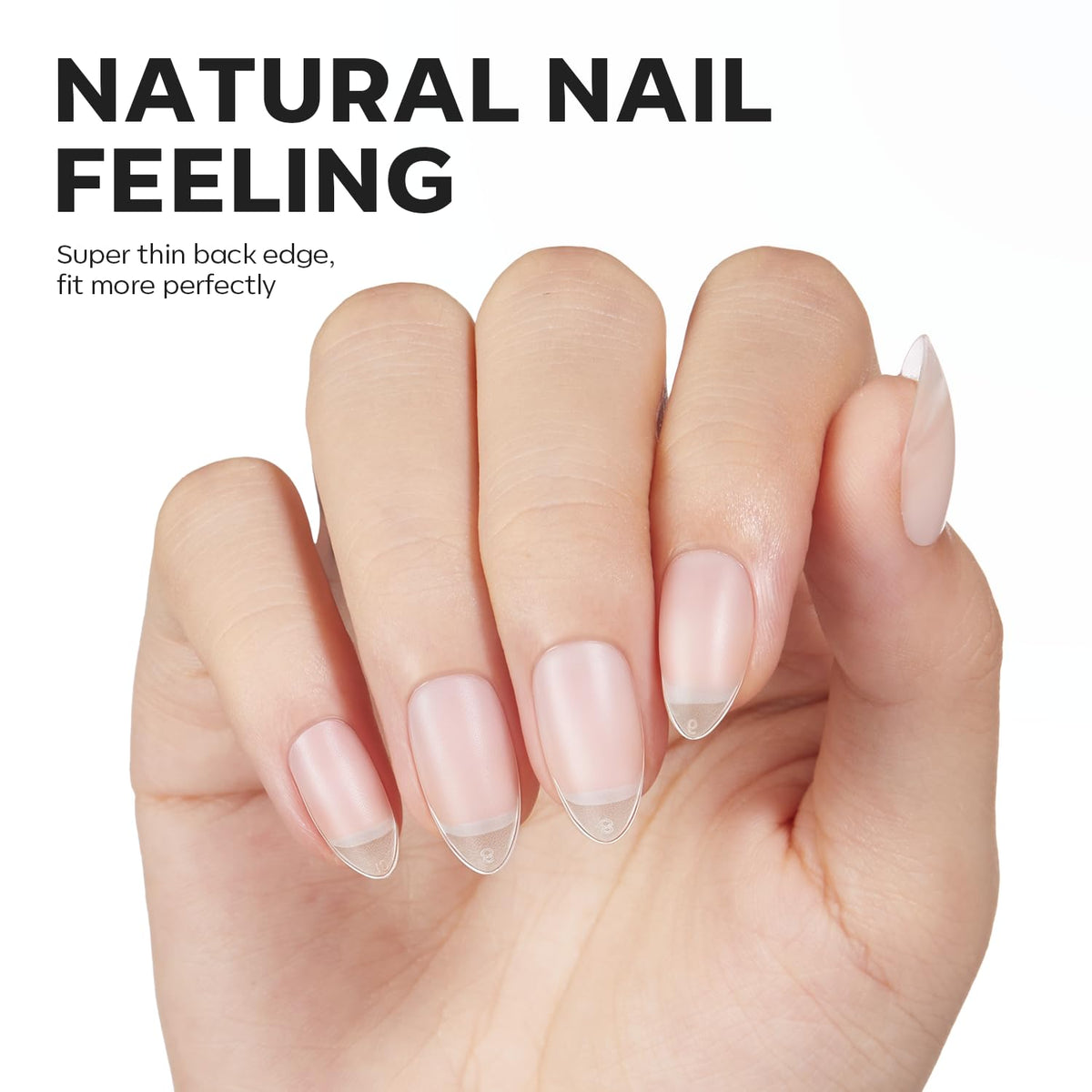 modelones Short Almond Fake Nail Tips - 510Pcs Full Matte Gel Tips Pre-shaped Full Cover Clear