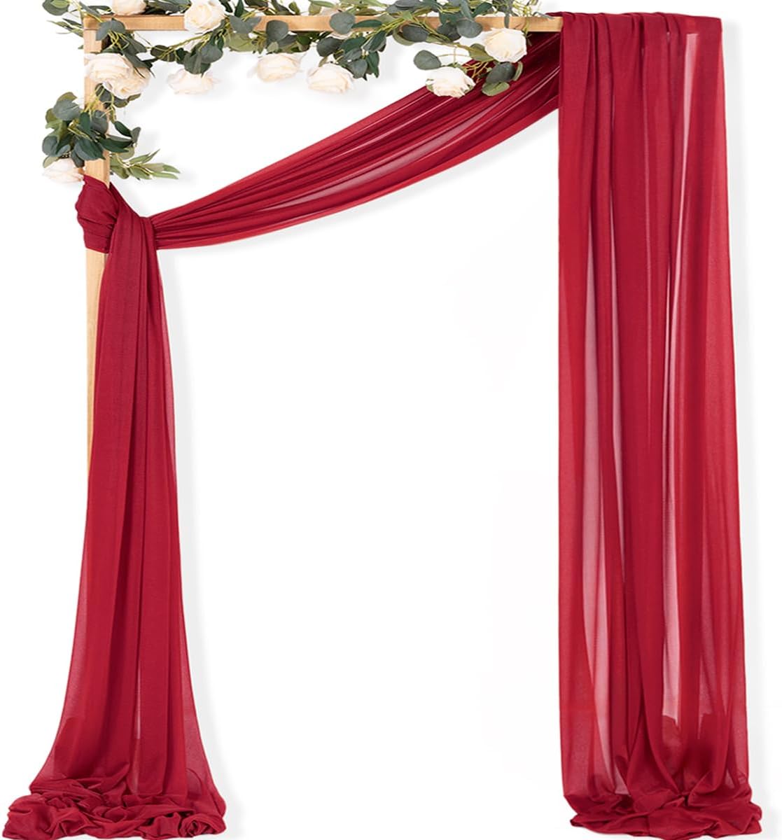 MLMC Red Wedding Arch Draping Fabric 1 Panel 29" x 20 FT Extra Long Gauze Drapes Sheer Backdrop
