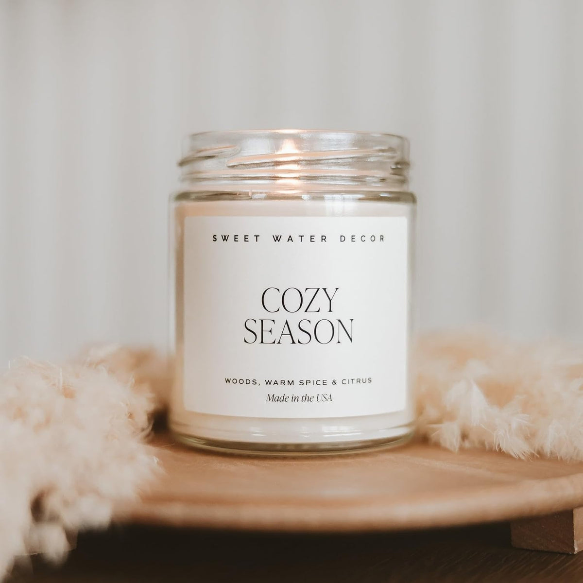 Sweet Water Decor Cozy Season Soy Candles - Fall Candles with Woods, Warm Spice, and Citrus Scent
